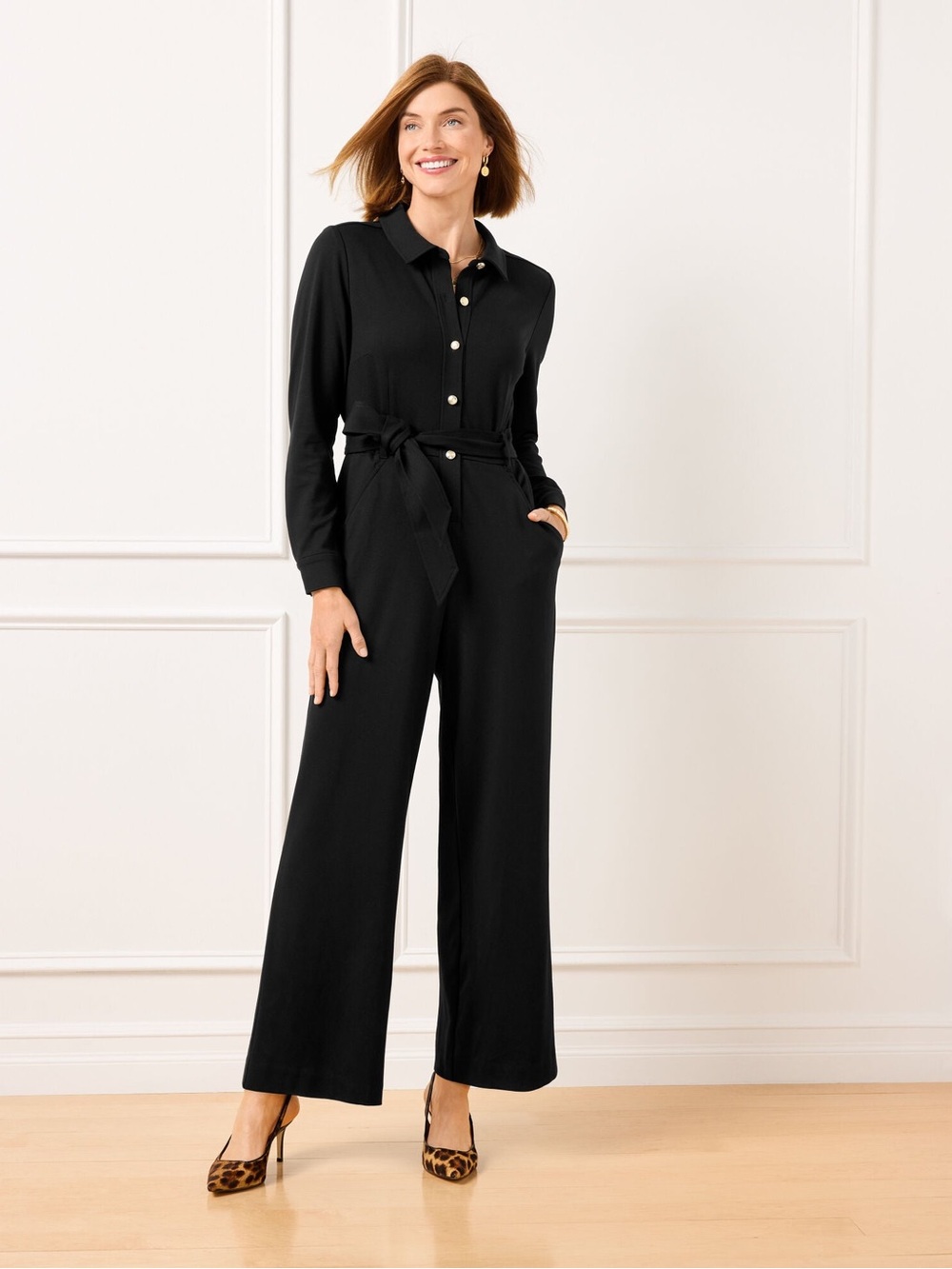 Talbots LUXE PONTE JUMPSUIT Wide Leg Size 12